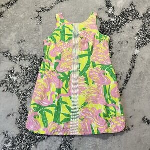 Lilly Pulitzer Dress Womens Size 16 Flamingo Fan Dance Shift Multicolor